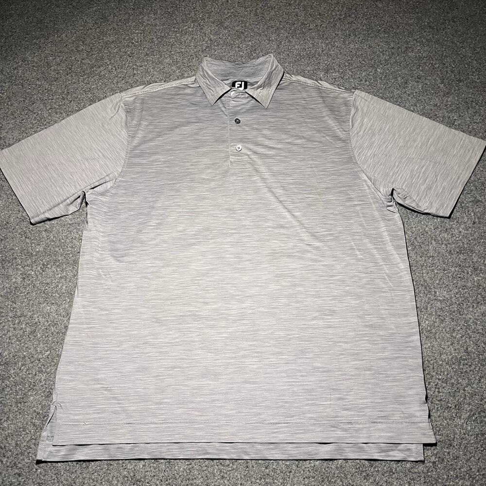 Footjoy FJ Polo Shirt Mens XL Heather Gray Short Sleeve Golf Logo Stretch